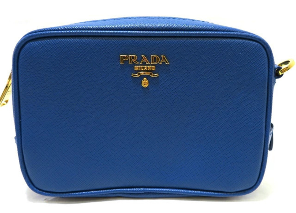 Prada Saffiano Leather Shoulder Bag Blue